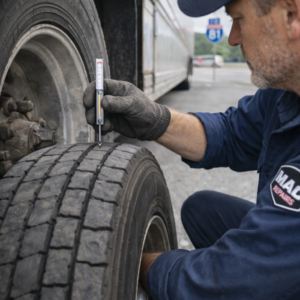 DOT brake inspection failure on semi-truck along I-81 near Martinsburg WV